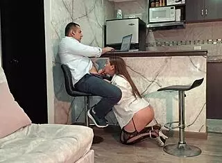 Latina milf wife blows then doggystyles to cum in mouth