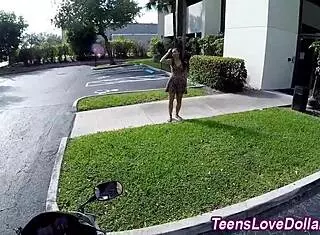 Teen pov blowjob ends in public cum facial