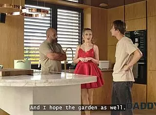 Slutty Una Fairy sucks boyfriend's cock then breaks rules fucking daddy hard on sofa