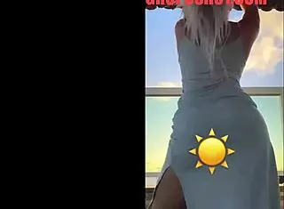 hot blonde dances in see-through dress crossdressing tease