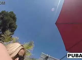 blonde milf olivia masturbates big tits poolside