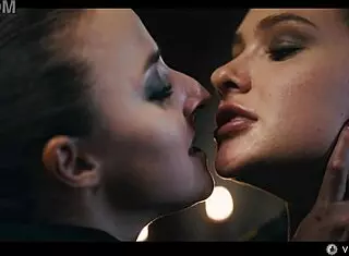 hey my vampire cosplay lesbian slave licks pussy in bdsm leather lezdom with face sitting and scissoring oh yeah