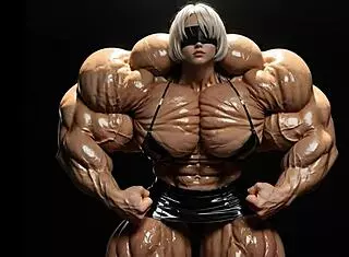 2B GROWS MUSCULAR GIANTESS IN PUMP FACTORY AI ANIMATION!