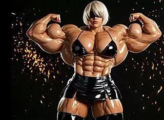 2B GROWS MUSCULAR GIANTESS IN PUMP FACTORY AI ANIMATION!