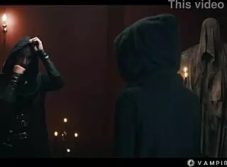 hey my vampire cosplay lesbian slave licks pussy in bdsm leather lezdom with face sitting and scissoring oh yeah