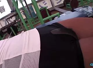 GYM GANGBANG! Guys FUCK Her HAIRY CUNT + Massage BIG NATURAL TITS!