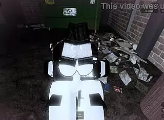 Cheating slut bends over for homeless guy's rough backyard fuck