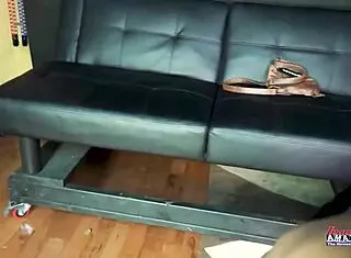 evelyn rims throbbing cock before bent over pussy pound