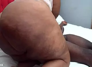 Big black ass maid bounces on huge black cock