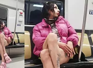 Trans Crossdresser Lifts Short Skirt Exposing Tight Panties Exhibition