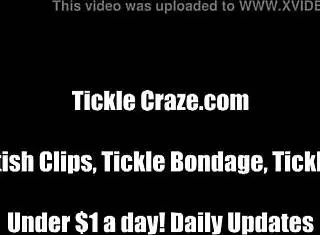 Watch her tie up blonde princess for tickling fun