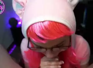 petite cosplay stepsis gives sloppy ahegao blowjob swallows cum pov