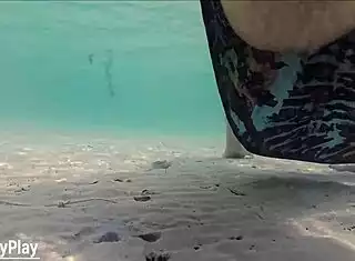 Stranger fills my huge milf ass with underwater beach creampie