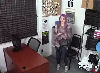 I catch sexy tattooed val steele spying at work and fuck her hard with my big cock