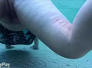 Stranger fills my huge milf ass with underwater beach creampie