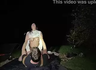 naughty wife laps pussy then rides cock in wild outdoor romp