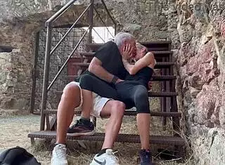 Our risky outdoor homemade sex accidentally turns into simultaneous orgasm creampie doggystyle deepthroat blonde latina milf