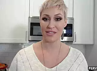 ever wonder how nosey short-haired stepmom takes kitchen doggystyle pounding