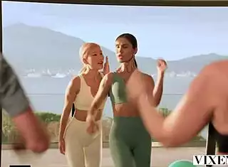 Vixen rivals Jadilica and Dolly Orchid fight for hard cock facials