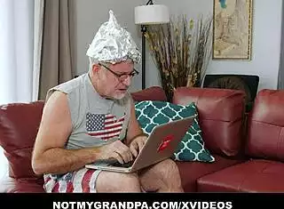 grumpy old man pounds jackie hoffs big tits teen wife cowgirl style.