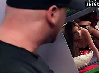 ukrainian babe's perfect fake tits bounce in hard pussy ass double team dorm fuck