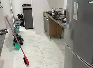 brazilian maid's juicy ass drives boss wild on security cam
