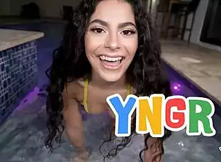 Angel Gostosa's Bubble Butt Pounded Hard Poolside Facial Finish