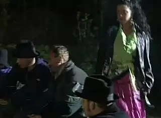 gypsy queen bends over for outdoor anal and facial cumshot in retro scene