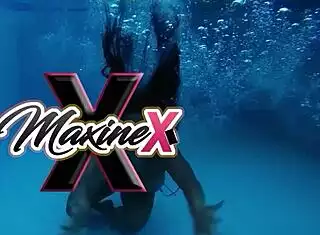 maxine x loves swimming in her wet pussy squirt while fingering those big fake tits