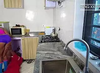 Housewife seduces plumber for bent over doggystyle sex in kitchen!