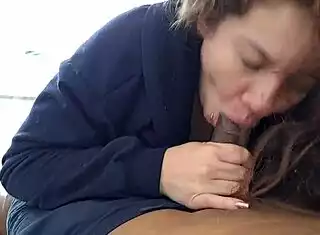 Stepsister sucks my cock hard on the terrace balcony view