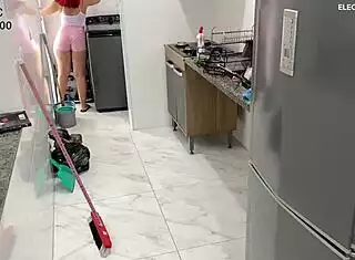 brazilian maid's juicy ass drives boss wild on security cam