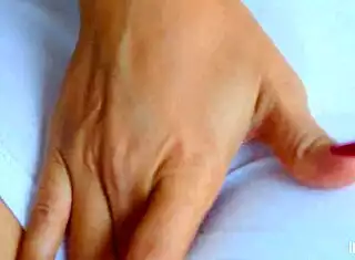 cute teen babe fingers shaved pink pussy cums hard with panties on