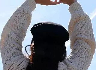 alexandra belle's perfect small natural tits shine as all natural milf poses naked outdoor