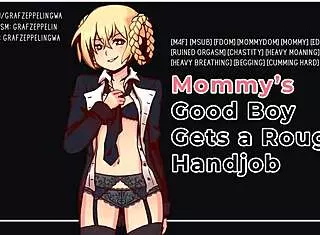 good boy, take mommy's rough handjob while you moan!