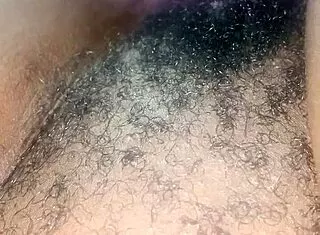 pretty ebony's bushy hairy pussy up close and soft