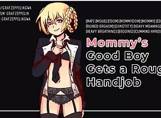 good boy, take mommy's rough handjob while you moan!