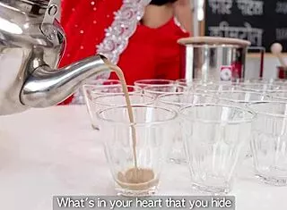 cute indian couple roleplays as tea maker in beautiful homemade costumes