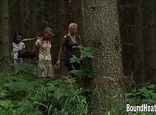 Dominant Mistress Strips and Fingers Naughty Bound Slave