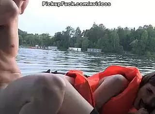 three men pickup tattooed girl boat blowjob creampie