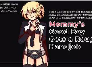 good boy, take mommy's rough handjob while you moan!