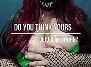 chubby goth milf oils huge natural tits big nipples dildo play