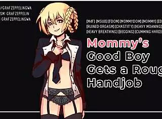good boy, take mommy's rough handjob while you moan!