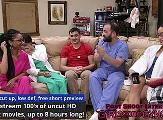 aria nicole's shaved pussy catheterized in latex gloves