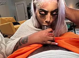 Kally Xo struts in sheer com teasing big black cock fans