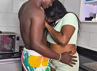 Ghana party dinner turns into juicy kitchen squirting sex ride