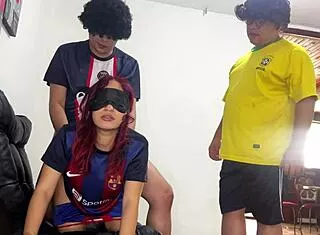 Blindfolded Girlfriend Cheats Doggystyle With Monster Cock For Debt