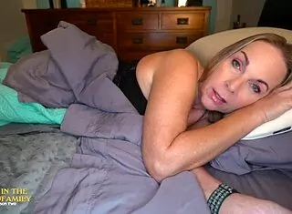 Kymber Leigh gags on son's huge cock in taboo milf pov foreplay