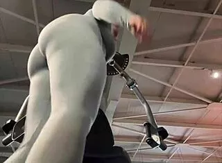 blonde teen orgasms hard masturbating her big natural tits ass in public gym webcam