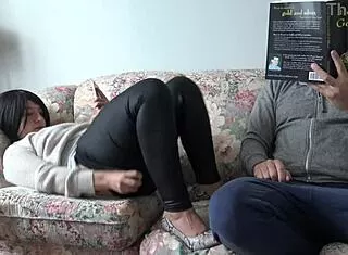 Perverted Stepmom Fingers Wet Hairy Cunt Ignoring Nerdy Stepson